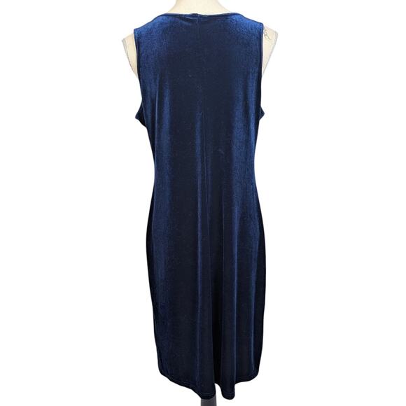 Y2K Vintage Velvet Sleeveless Sparkle Dress Blue Size Large - Picture 2 of 16